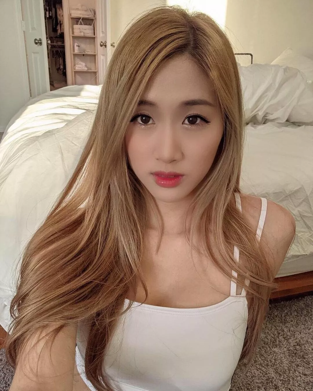 Pretty blonde asian