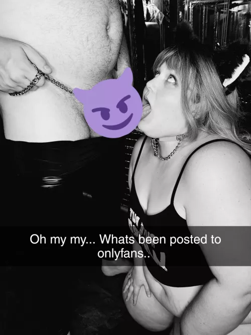 Pulling me by the chain to suck his dick