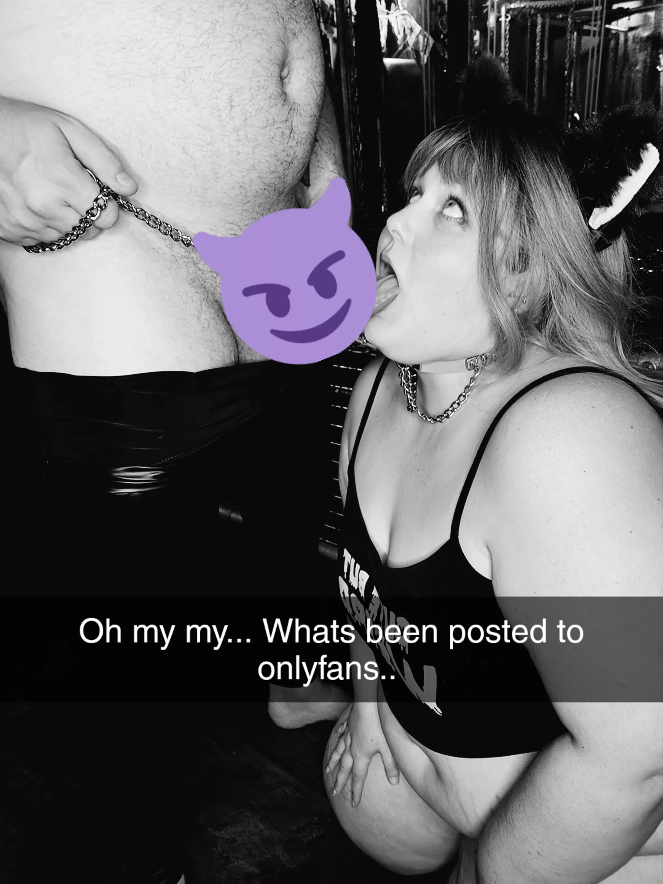 Pulling me by the chain to suck his dick