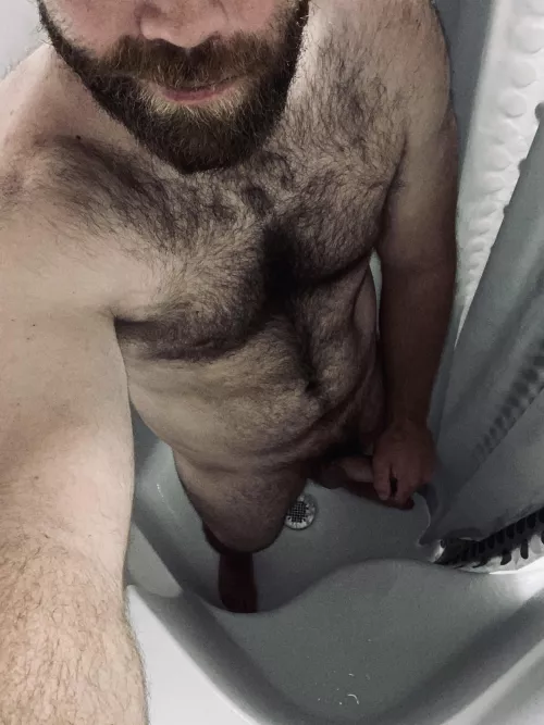 This shower is a bit tight…but this 6’5” dadbod is willing to make room for company!