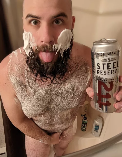 Two birds, one ain't I. Pregaming and shaving!