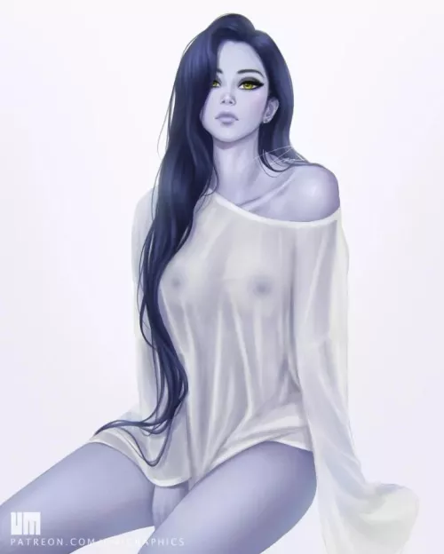 Widowmaker in a see trough shirt