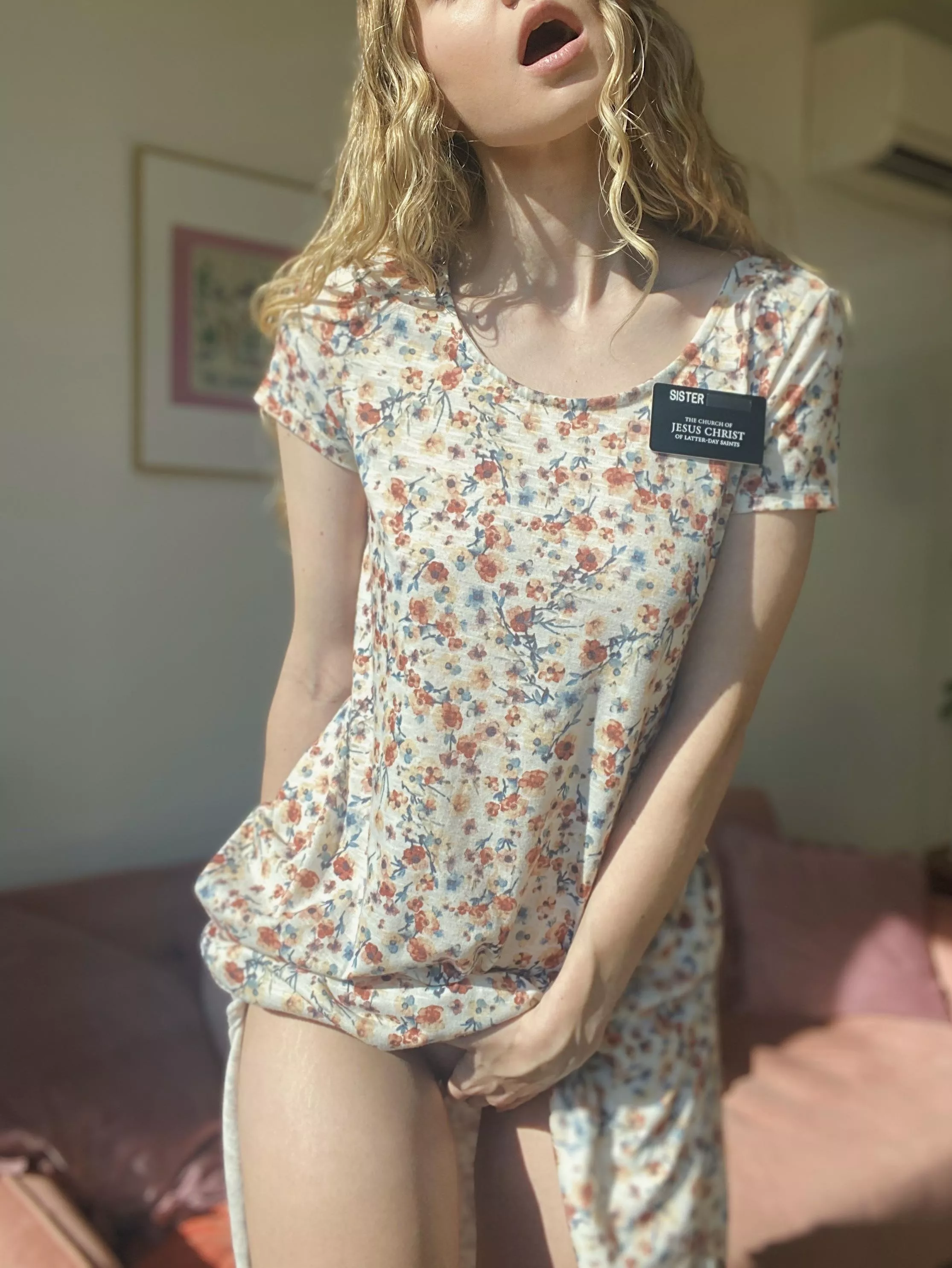 as a missionary I’m definitely supposed to be wearing my garments under this dress but I’m just too horny