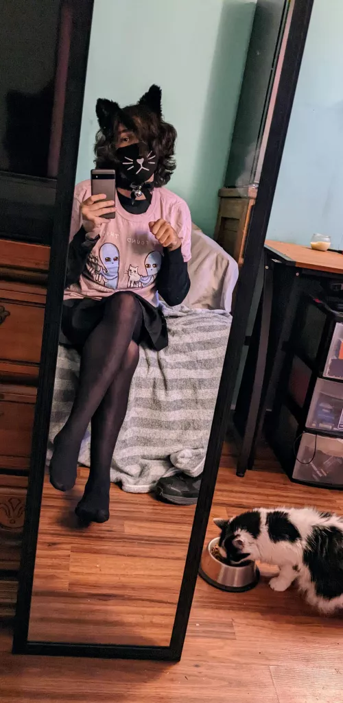Got a pair of pantyhose today and threw together a cute outfit! 😊
