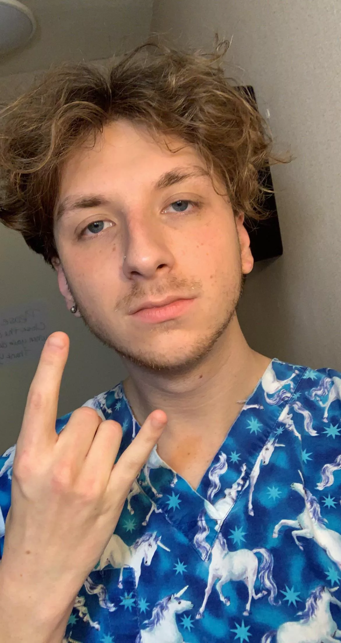 Got peed on at work by my OWN DOG- has to bust our only extra scrub top which is truly magical ✨