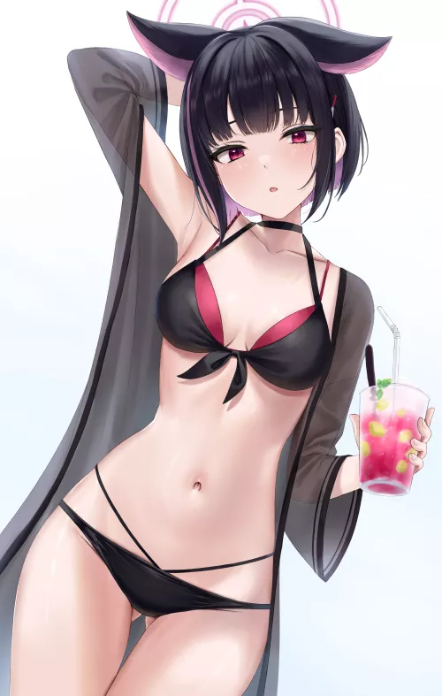 Neko enjoying a drink