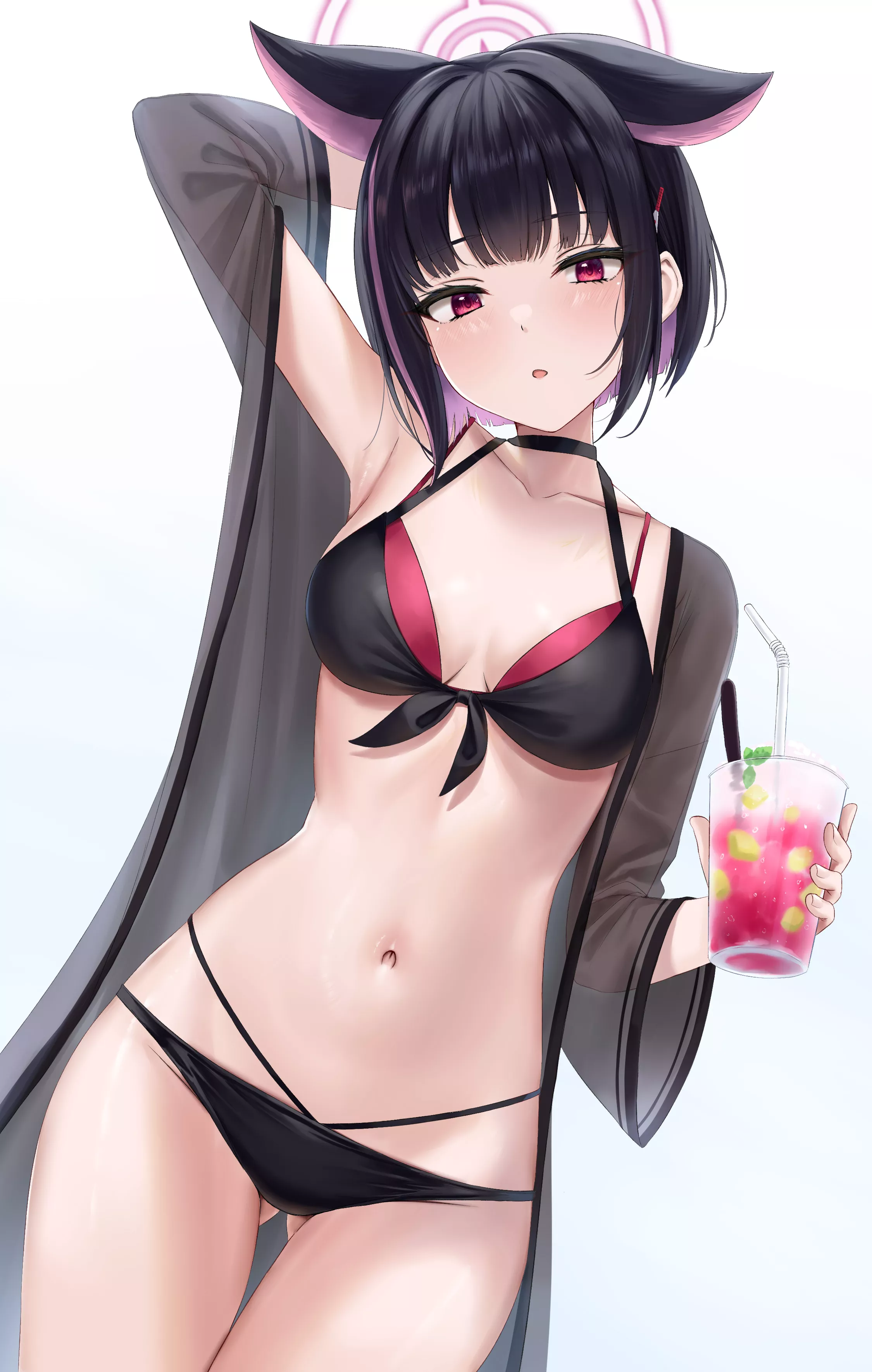 Neko enjoying a drink