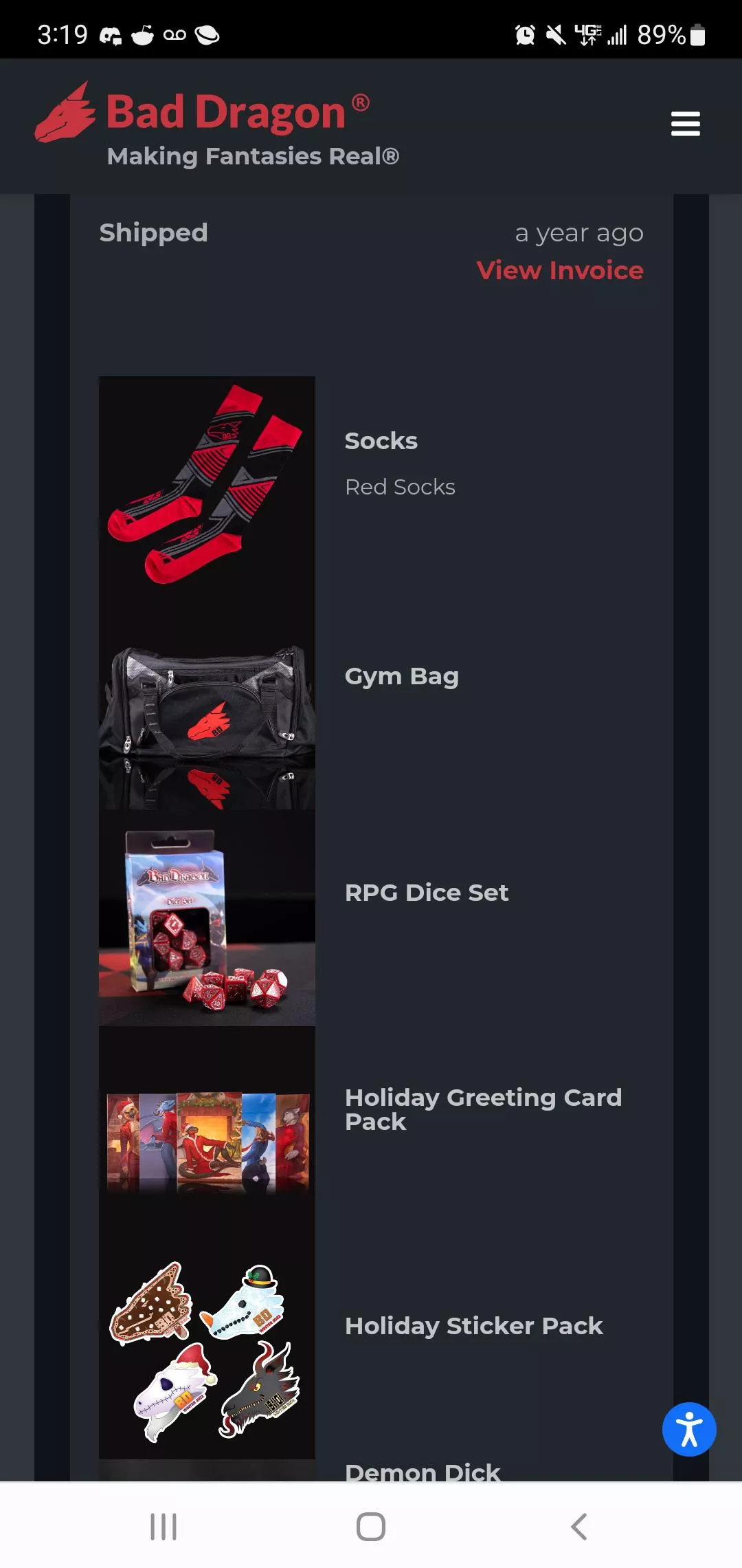 Previous years sticker bundle orders show the current sticker bundle