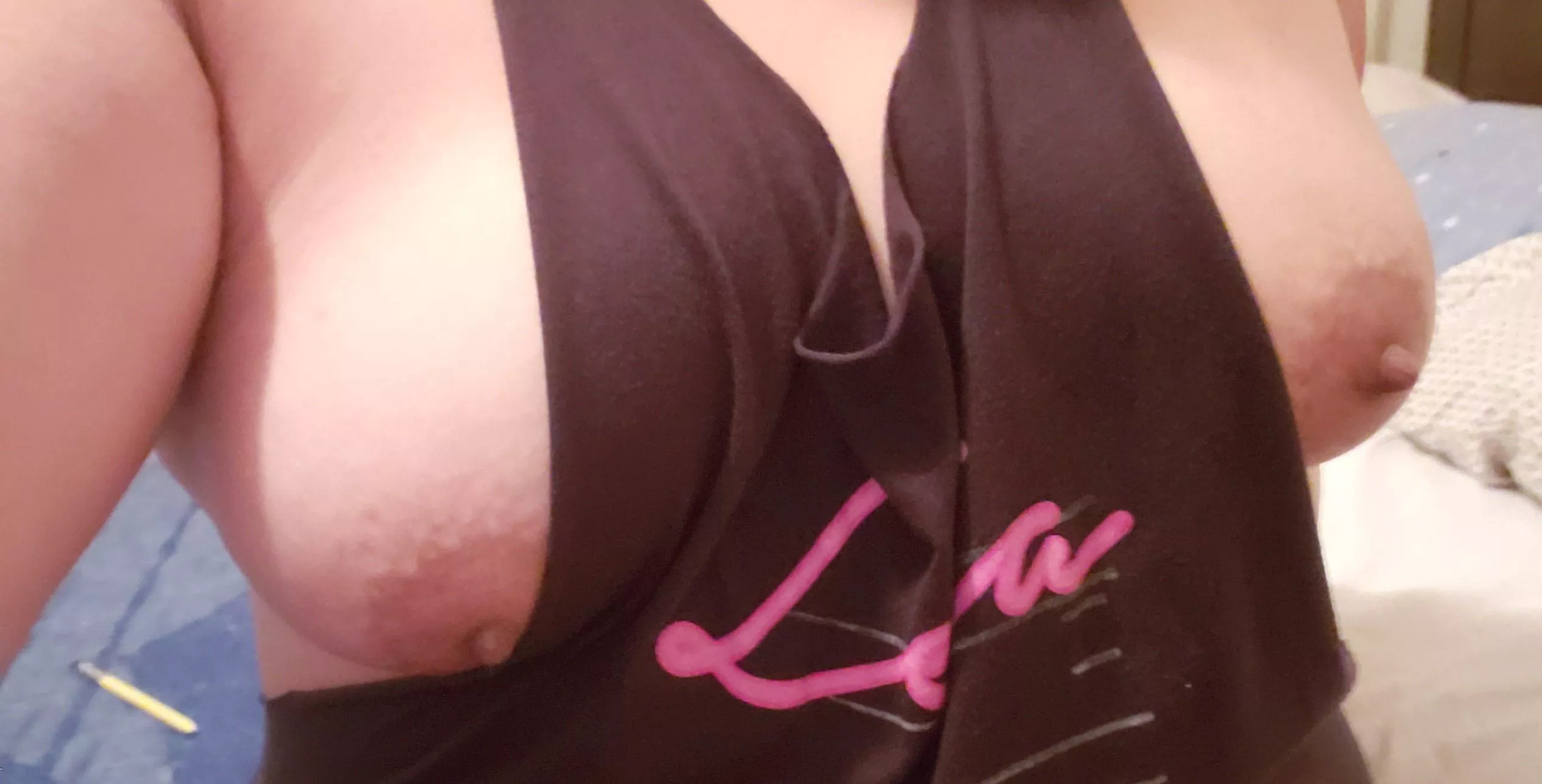 The girls felt like peeking out of my tank top for a little bit