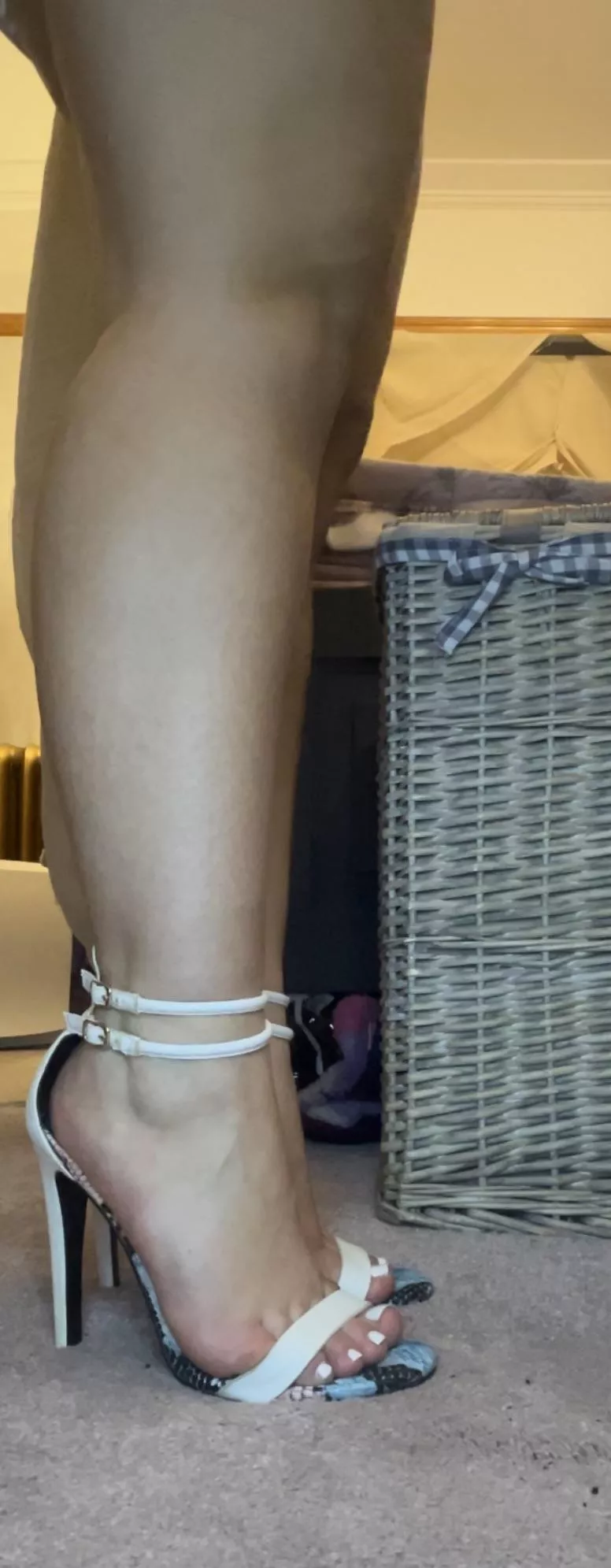 What do you think of my white heels?