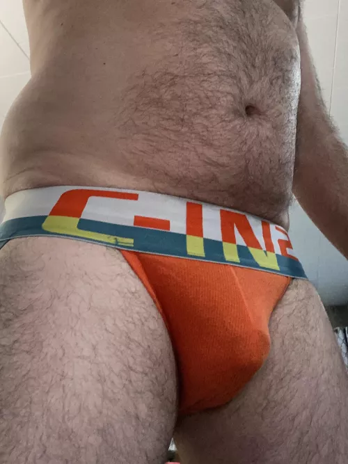 Daddy’s cock wants to bust outta this jock.