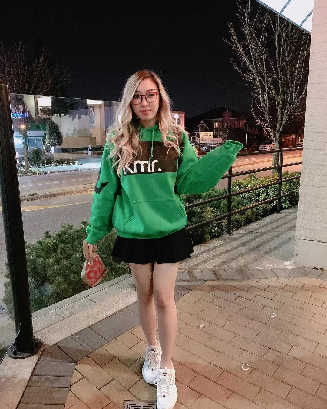 Glasses and miniskirt