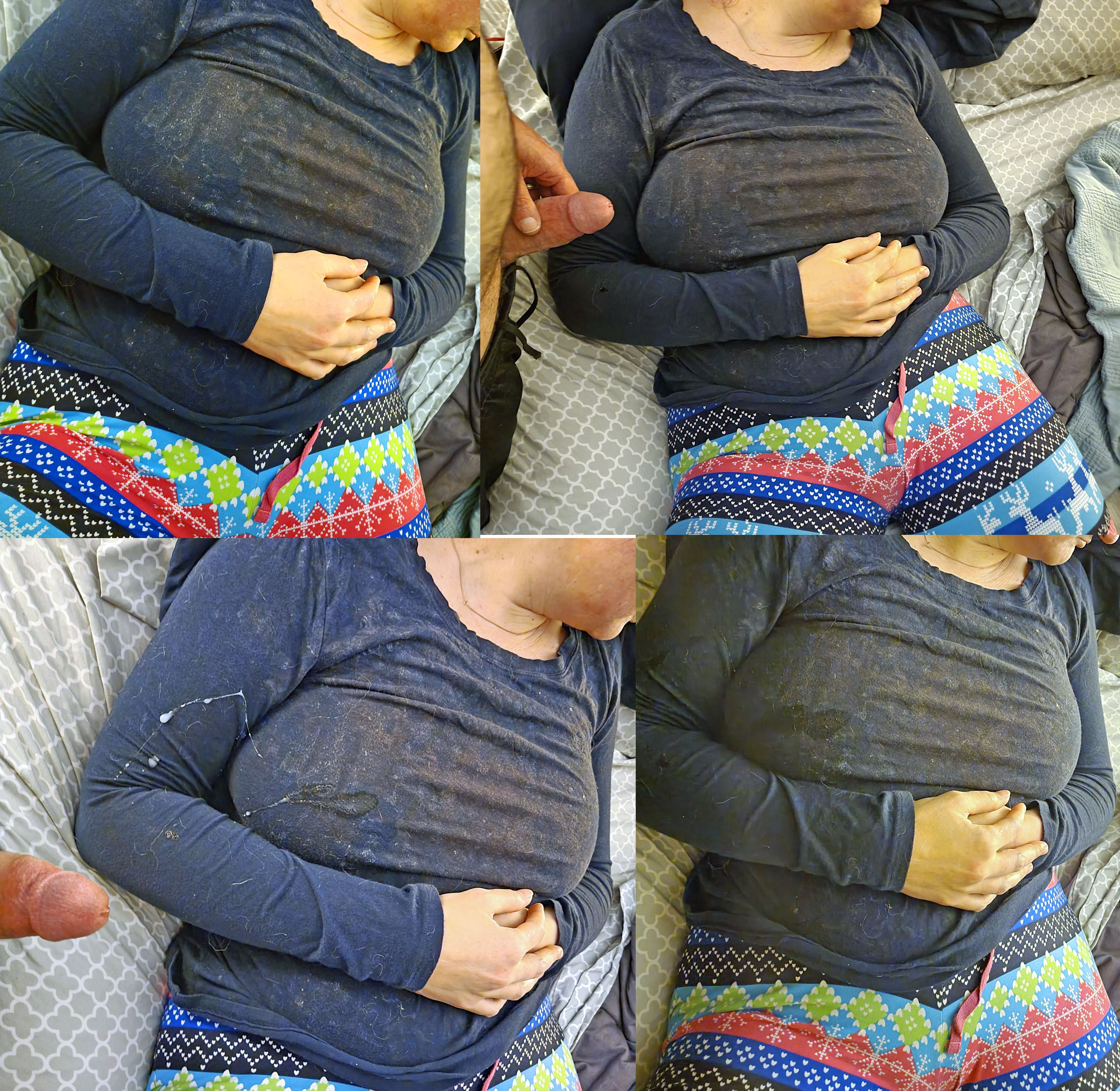 Got her again. So many loads on her blouse!