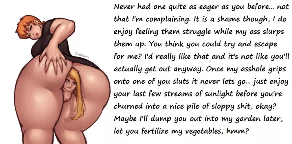 {image} Churned And Ground {art by evildeerxx} (anal vore, implied digestion and scat}