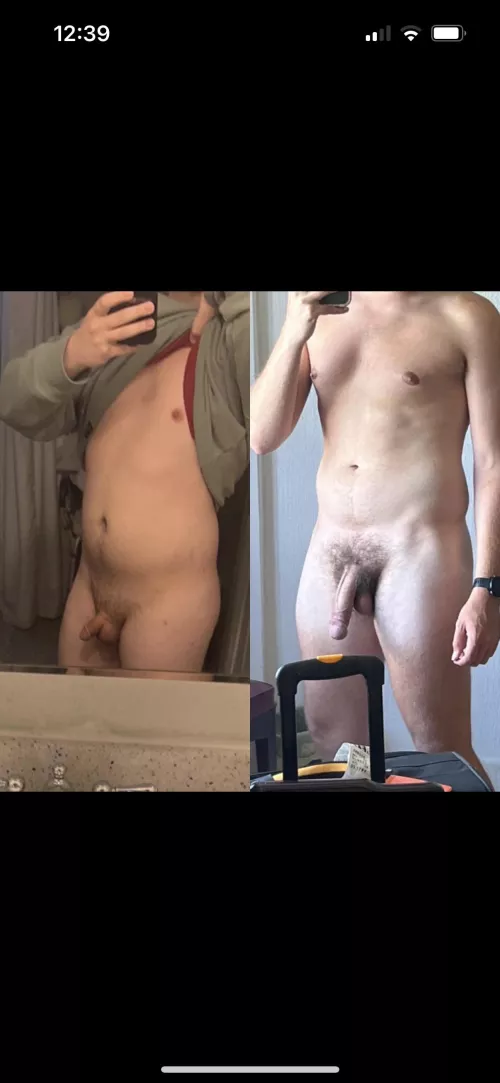 Me on the left being completely oust sized by MR Freaky Deaky (right)