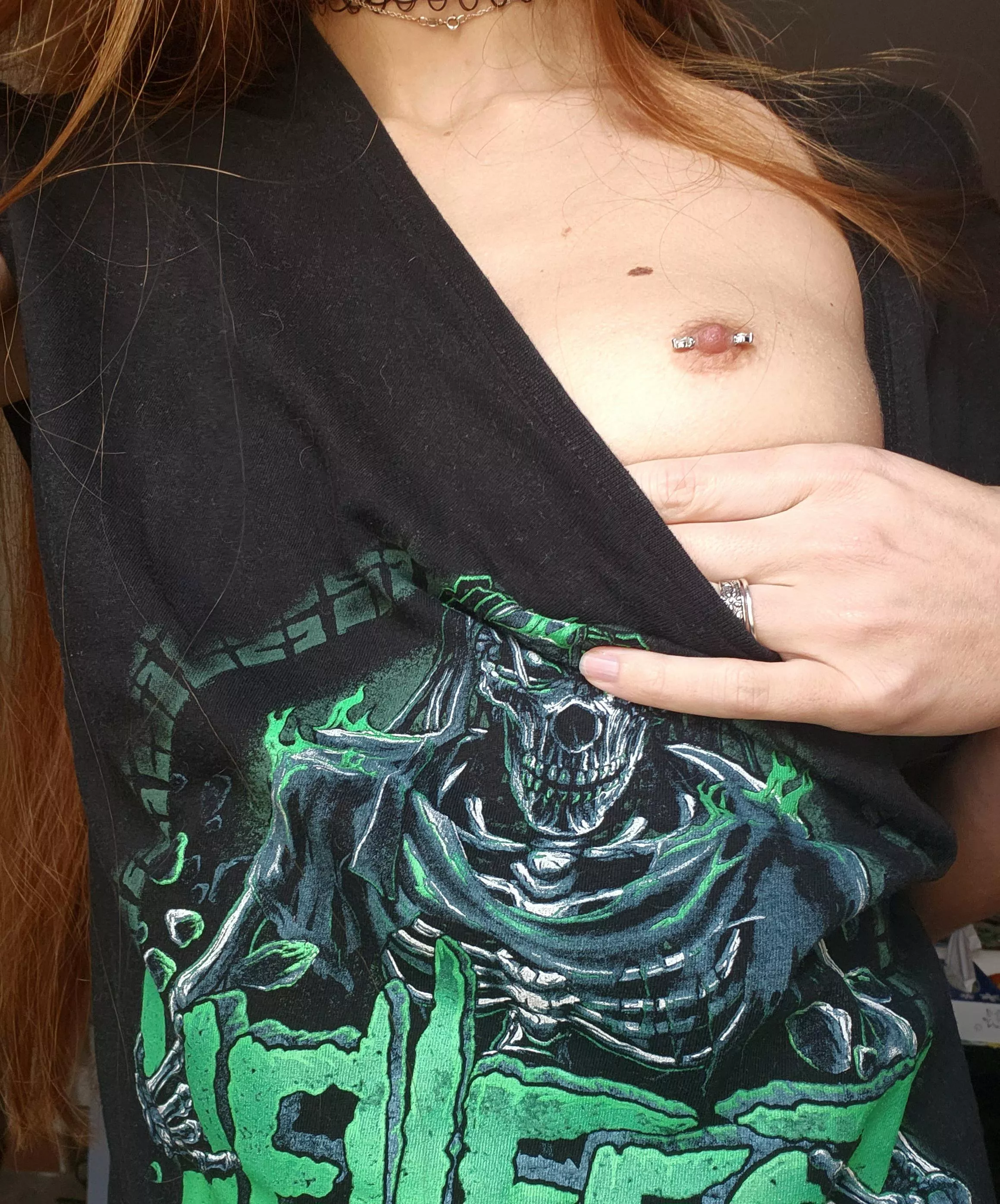 Only one pierced nipple