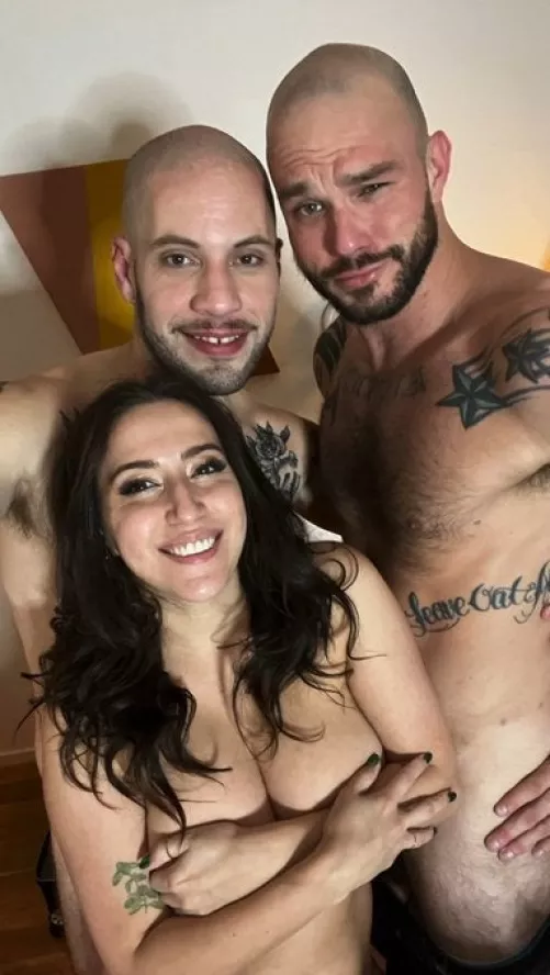 Promo shot for her first MFM bisexual three way.