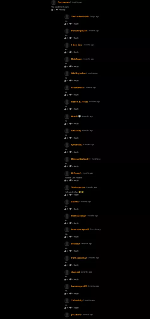 they do not want that footjob