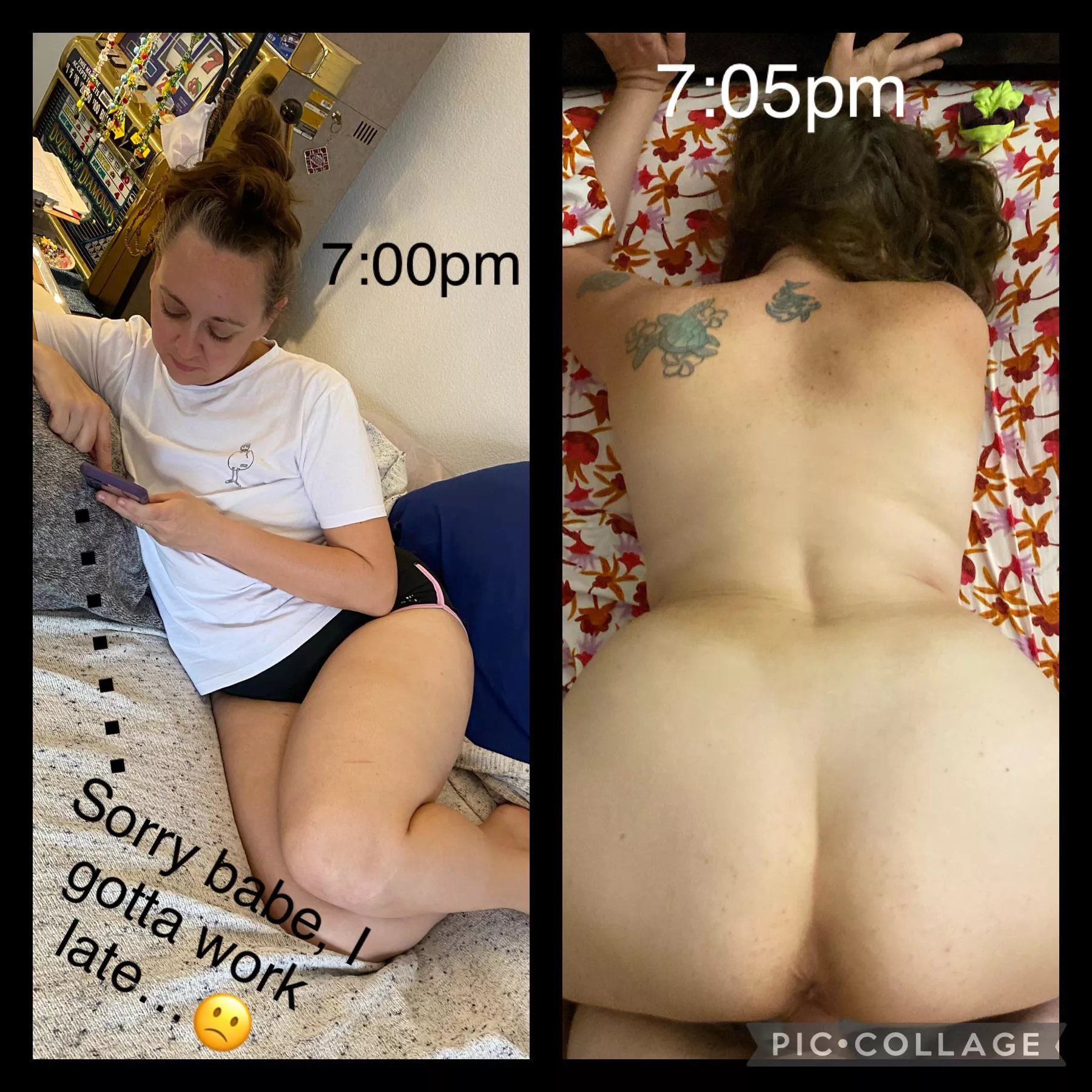 When she has to work late….