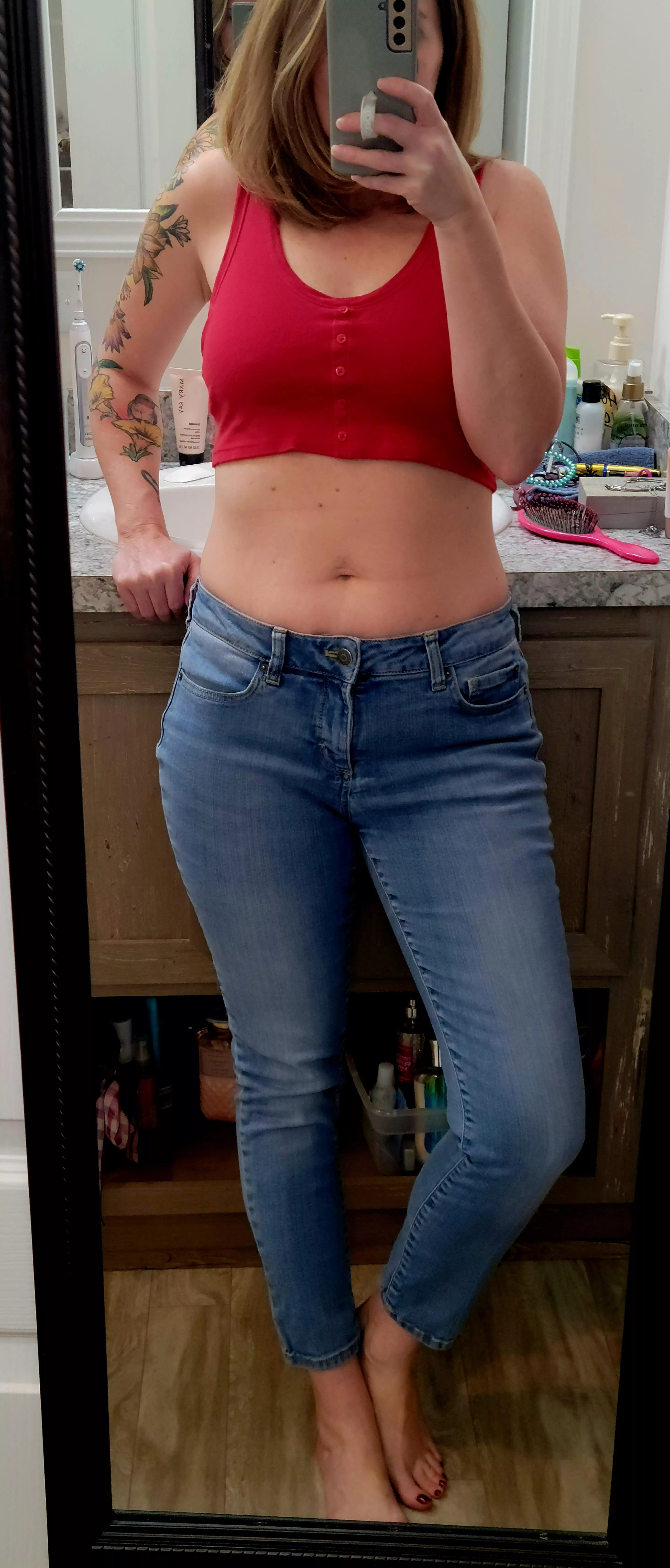 When you're back and forth about what to wear, but realize you'll only be in it a few minutes!!! Less is best!!!