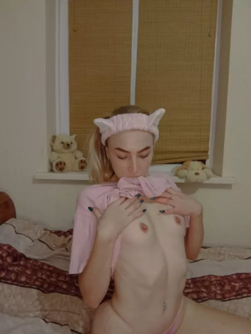 Would you like to leave your hot load between my small pierced tits?