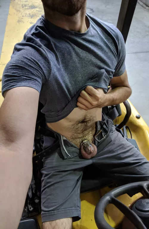 Your forklift operator is really just an incredibly horny locked sub
