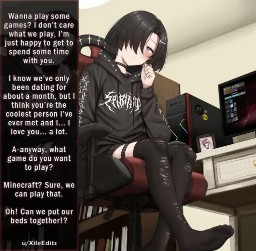 Your new gf wants to play some video games! [Goth girl][Wholesome][Gender Neutral POV][Gamer girl]