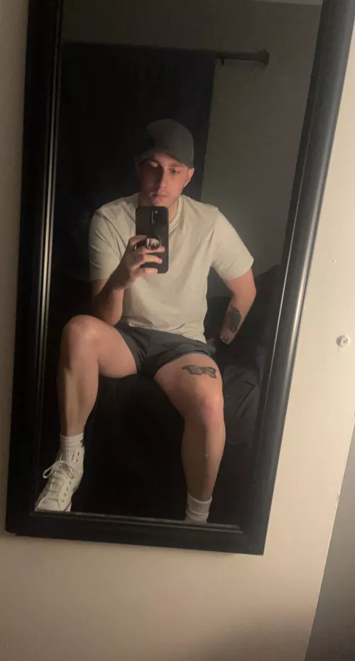 after workout selfie, ready for bed, who wants to join?