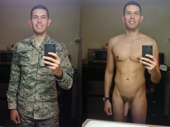 Air Force dressed undressed nude selfie