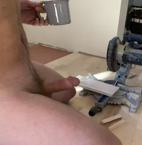 Coffee break time from laying this hard wood.