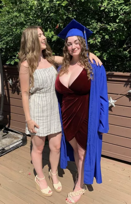 congratulations on graduating! and congratulations on having the bigger jugs too!