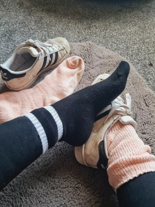 Crew socks & pink fluffies 😏🤤 (Selling)