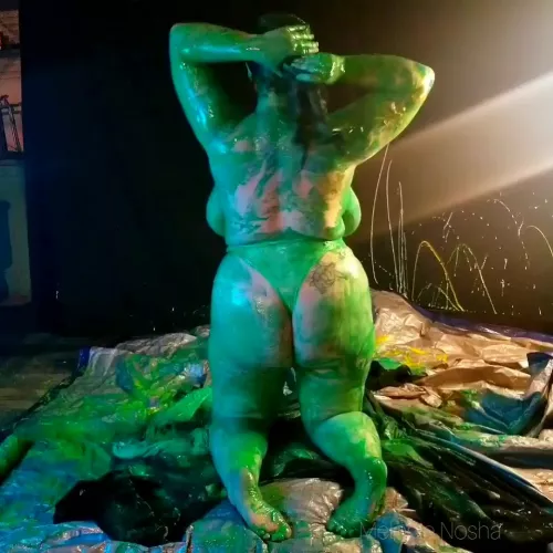 Feeling sexy in green, blue, and yellow slime