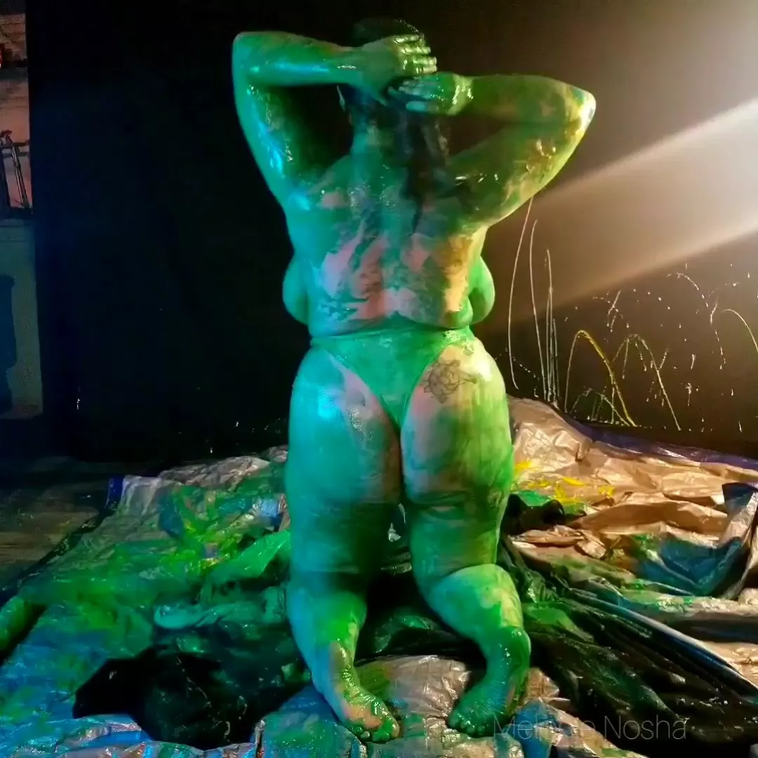 Feeling sexy in green, blue, and yellow slime