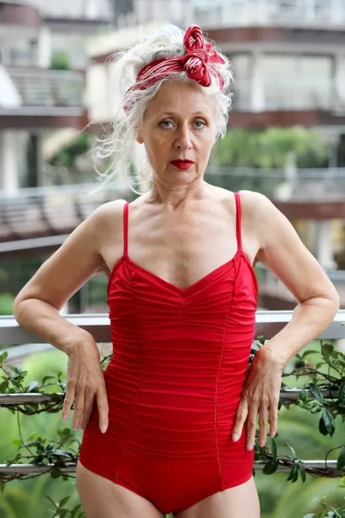 Granny looking so hot in red