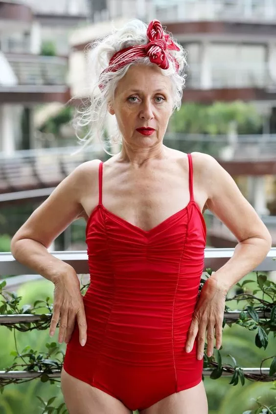 Granny looking so hot in red