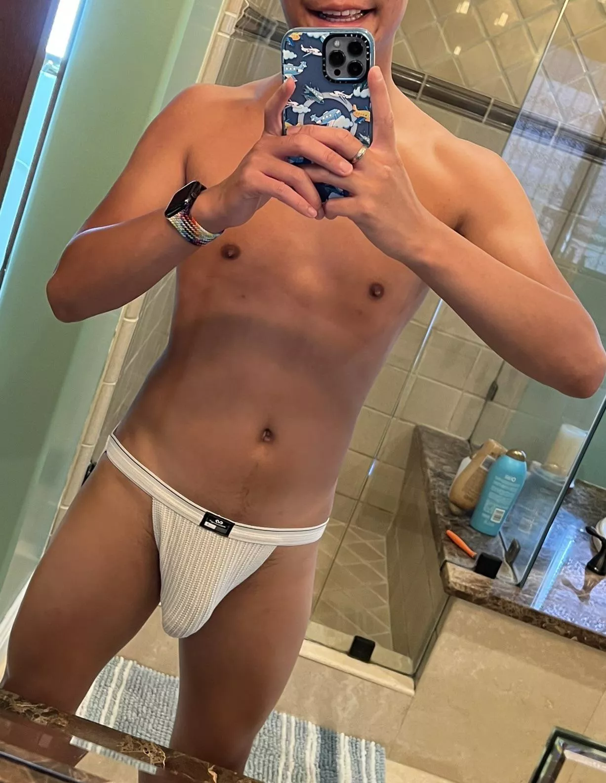 Just a young guy in a classic running jockstrap!