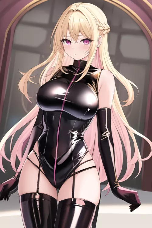 Pink Zipper Latex Bodysuit