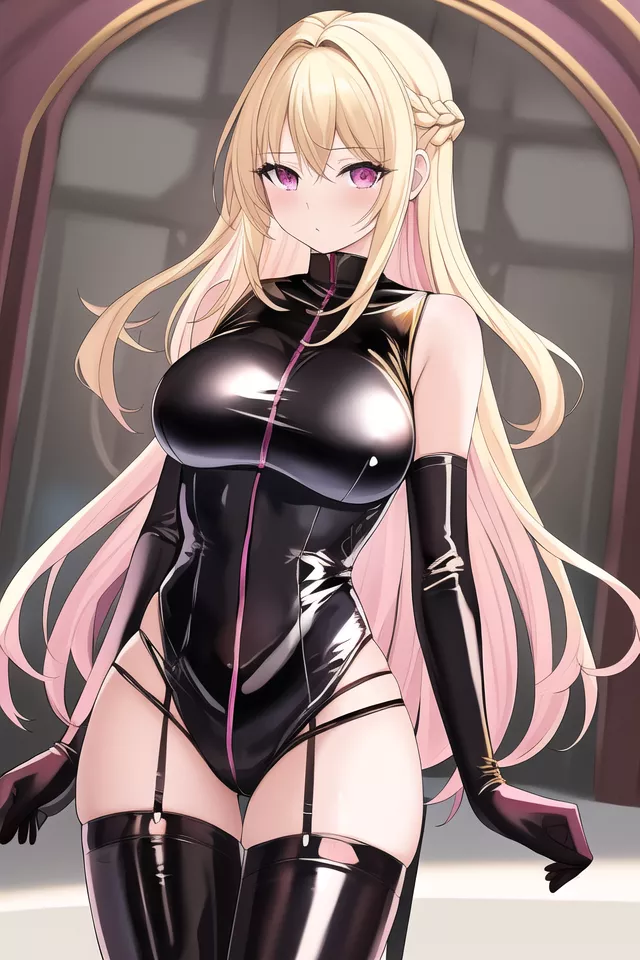 Pink Zipper Latex Bodysuit