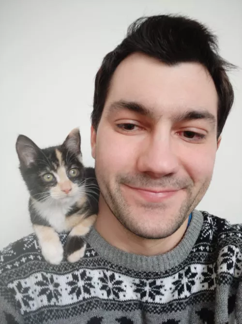 Shoulder cat, I can do almost anything in the house without she coming down 🤣