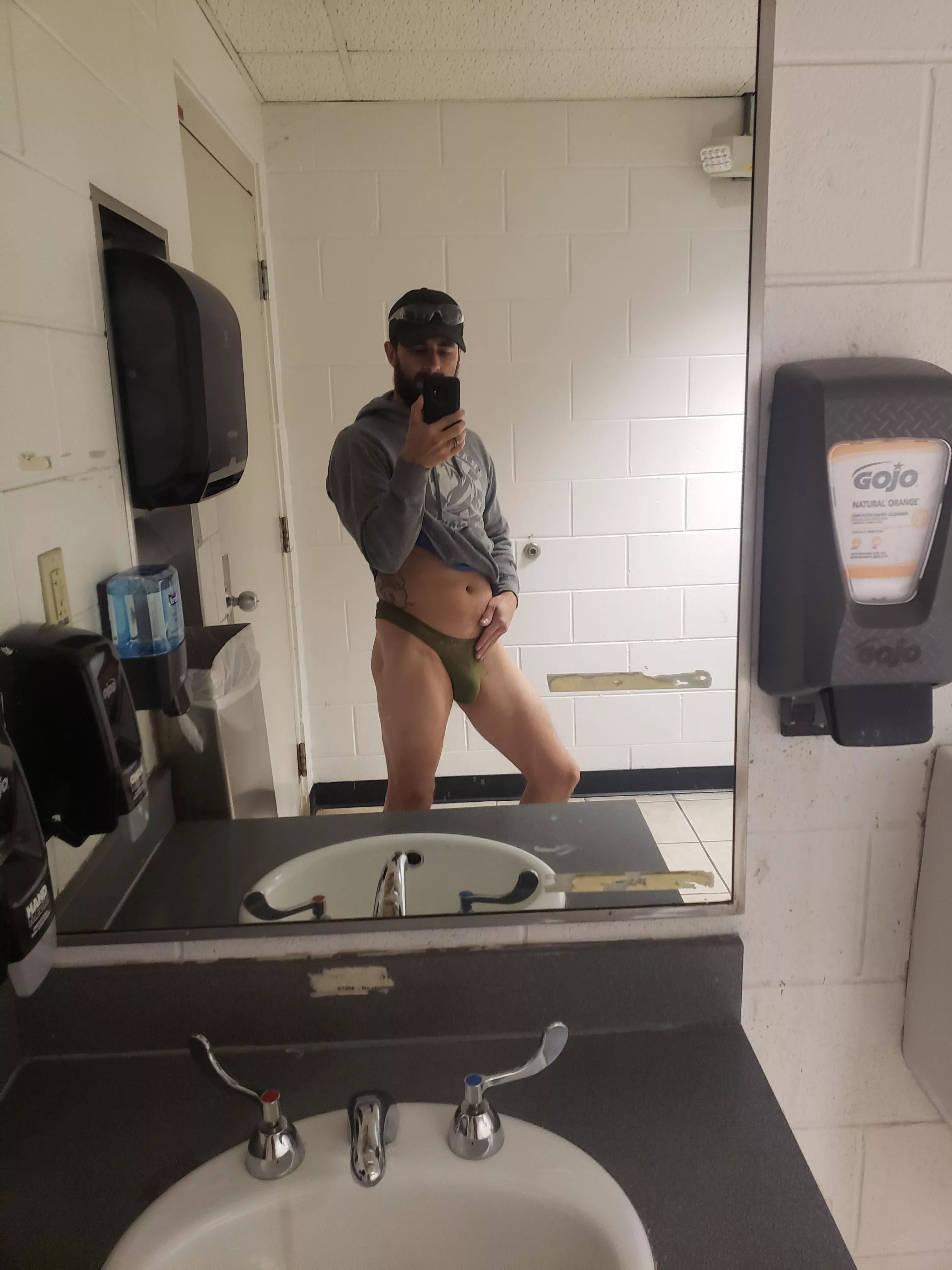 work in a silky thong.