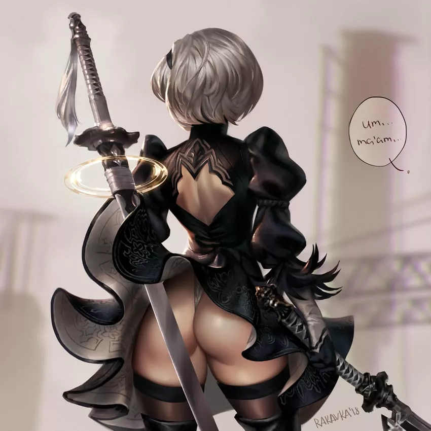 2B's tush is showing (rakavka)