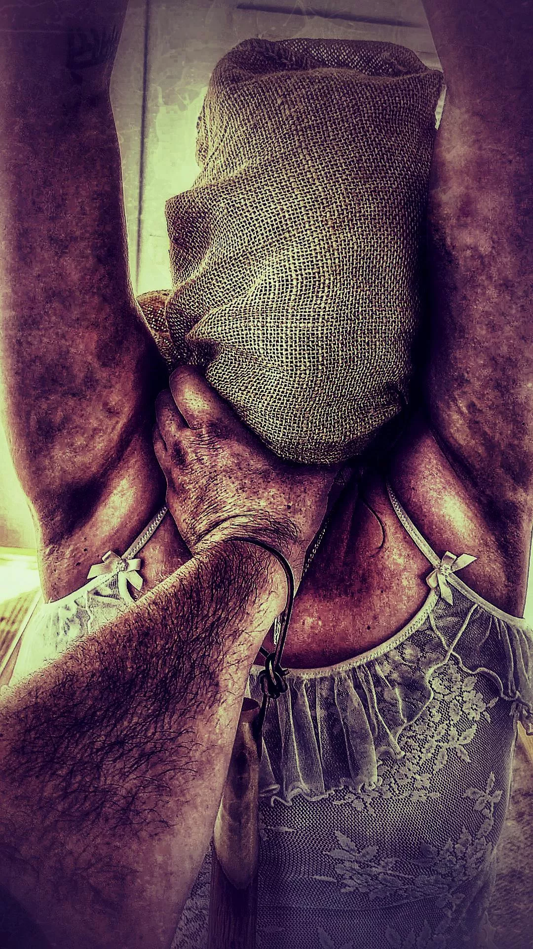 Chained, bagged and choked...[OC] [The Dirty Archangel]