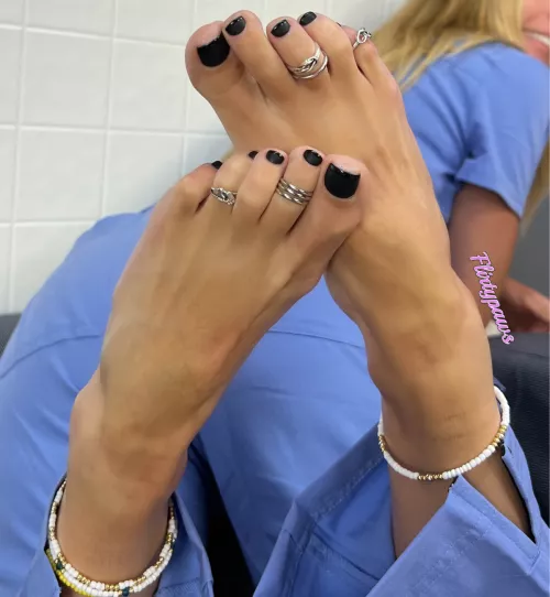 Get home from work, immediately take feet pics