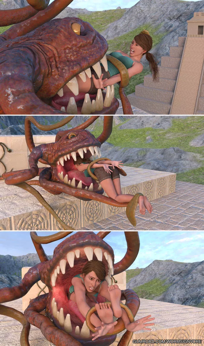 {Image} Tentacle Monster Eats Lara Croft(?/Monster)(F/Human)(Soft)(Oral)(unwilling)(nsfw)(OC: WormsignVore Animations)