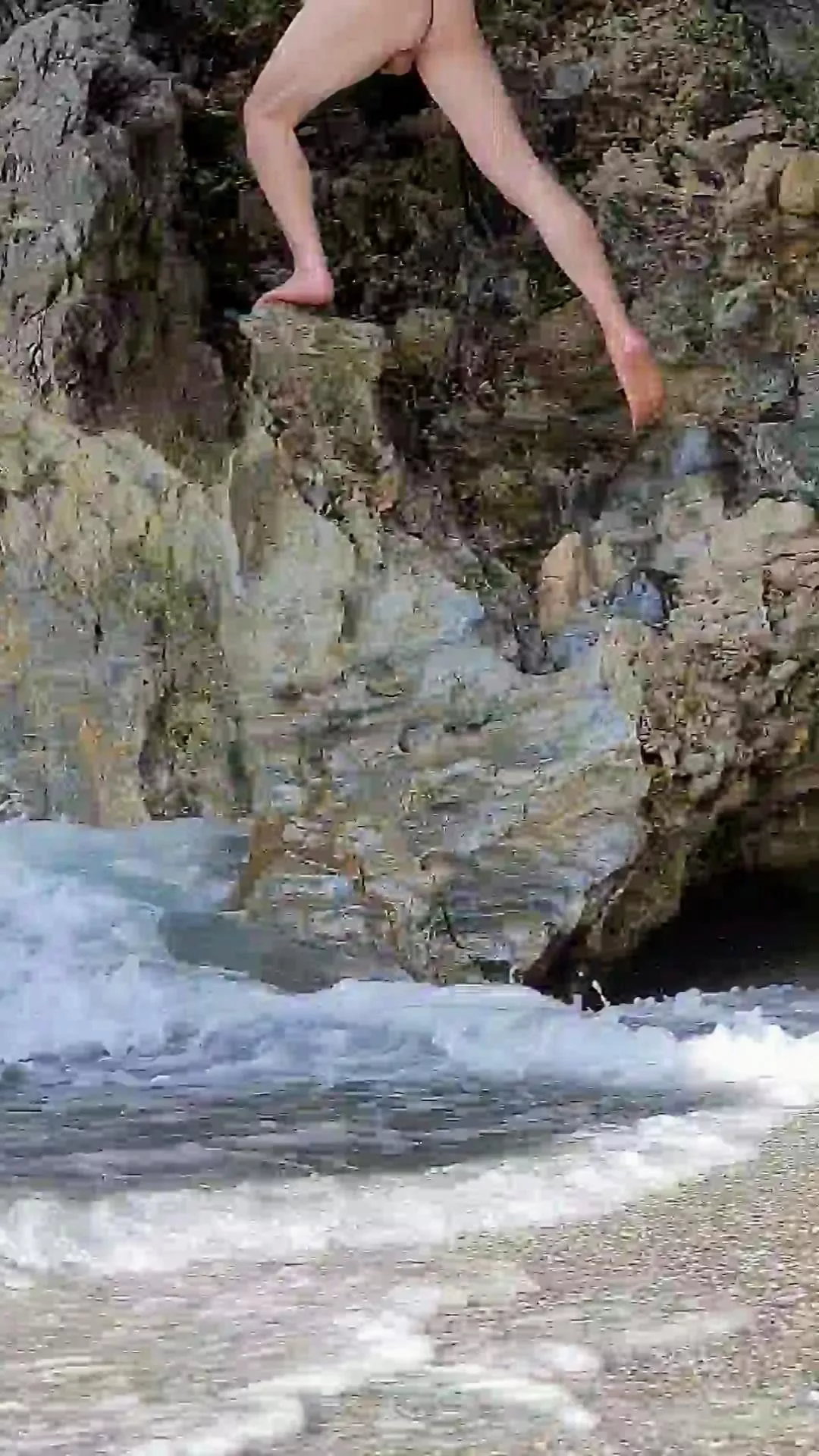 My butt (and balls) rock climbing.