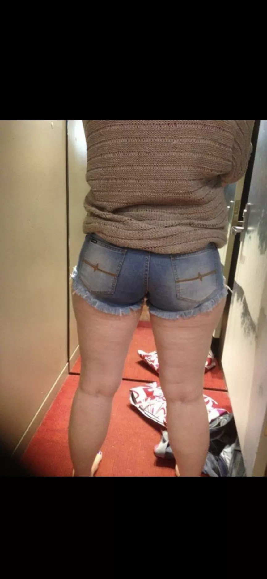My wife in short shorts in the change room, show her some love!