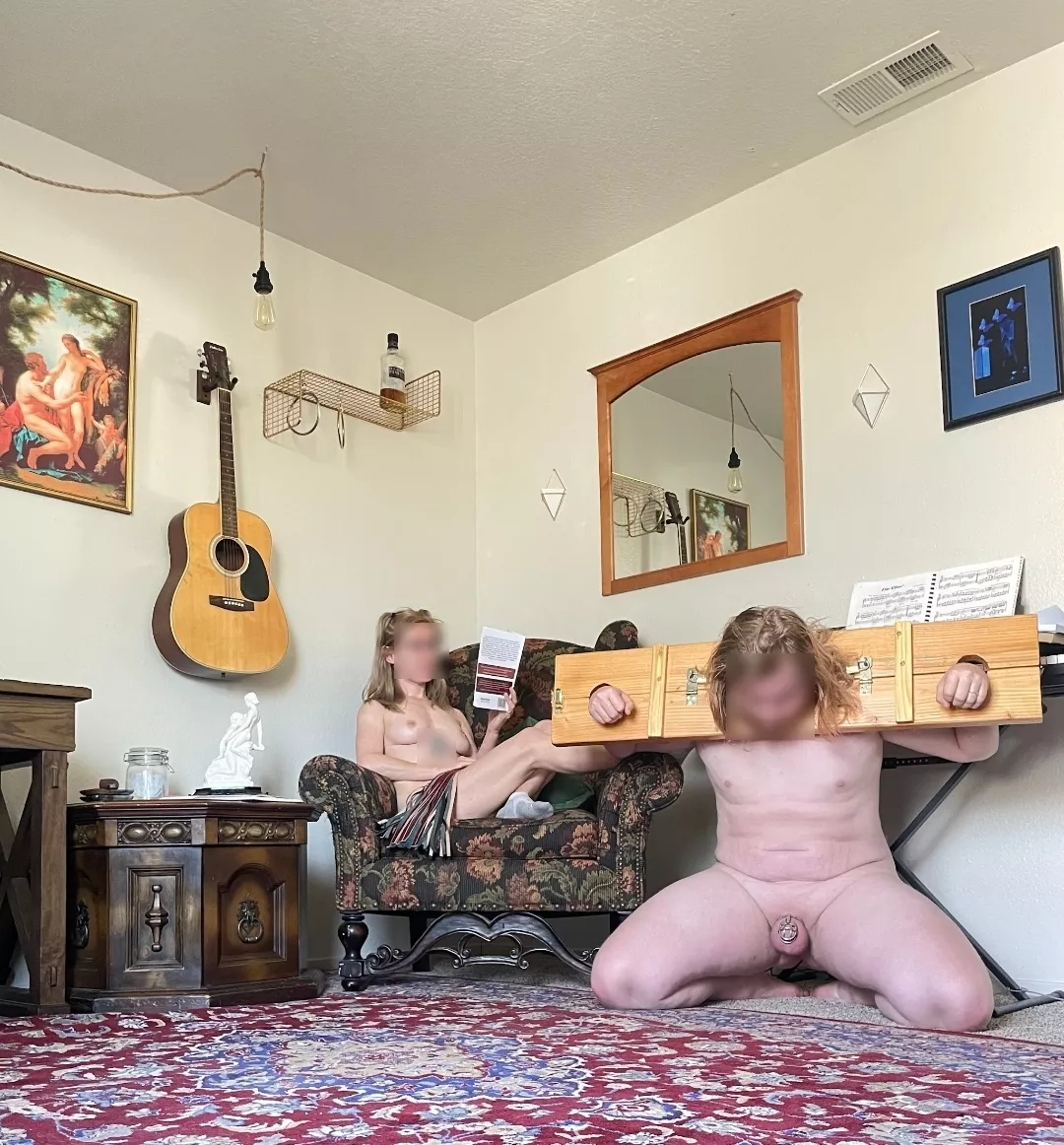 POV: You're hogtied on the floor across from us during our weekly study time.