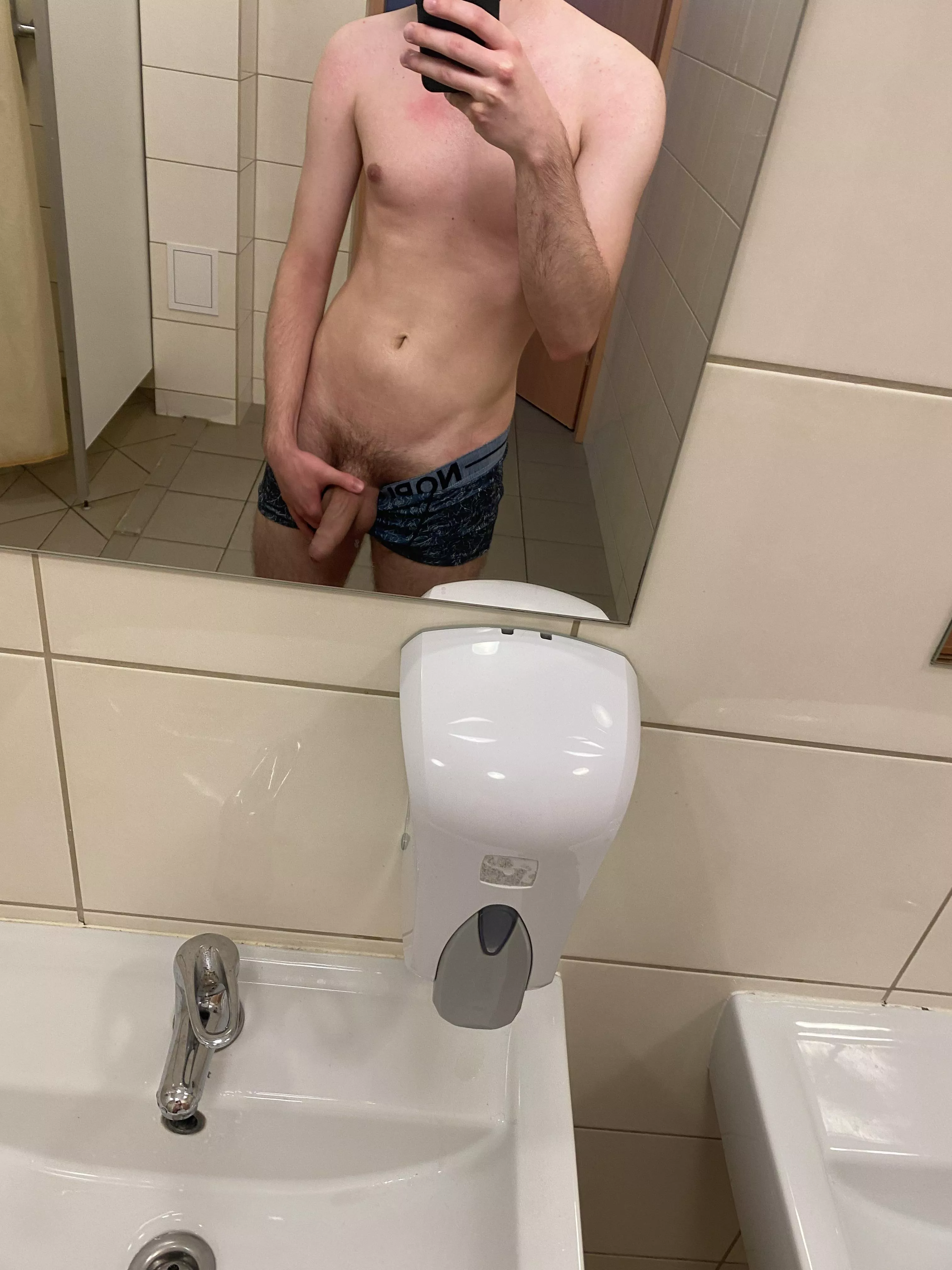 Pulling my dick out in the college gym showers