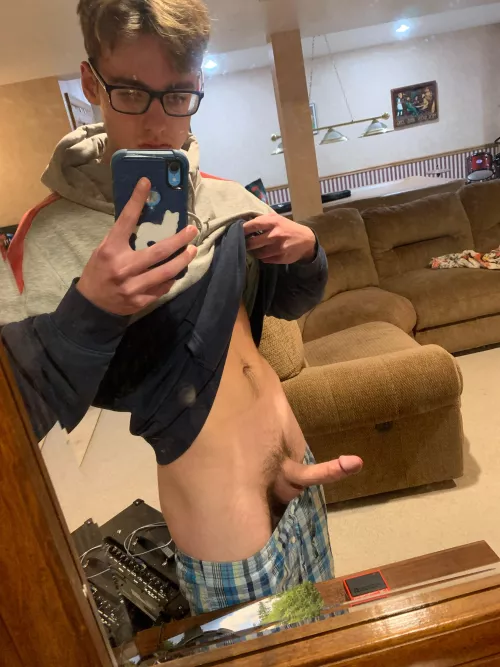 The nerdy kid with the big cock